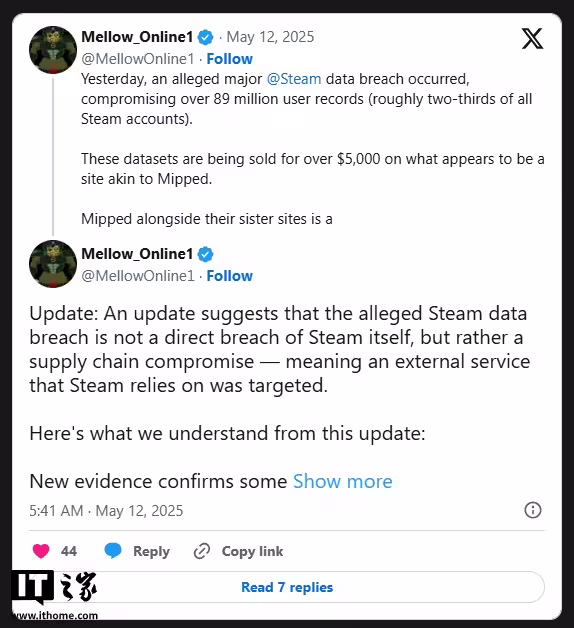 約 8900 萬(wàn)條 Steam 賬戶信息在暗網(wǎng)待售，用戶游戲庫(kù)面臨風(fēng)險(xiǎn)
